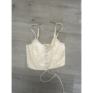 NWT American Eagle Chic Cream Lace Up Crop Top Size XS